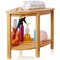 Bamboo Corner Shower Bench with Storage Shelf, 2-Tier Bathroom Spa Stool Seat